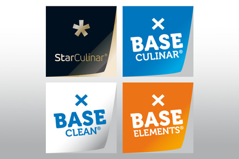Die Logos der CHEFS CULINAR Eigenmarken STAR CULINAR, BASE CULINAR, BASE CLEAN und BASE ELEMENTS